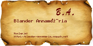 Blander Annamária névjegykártya